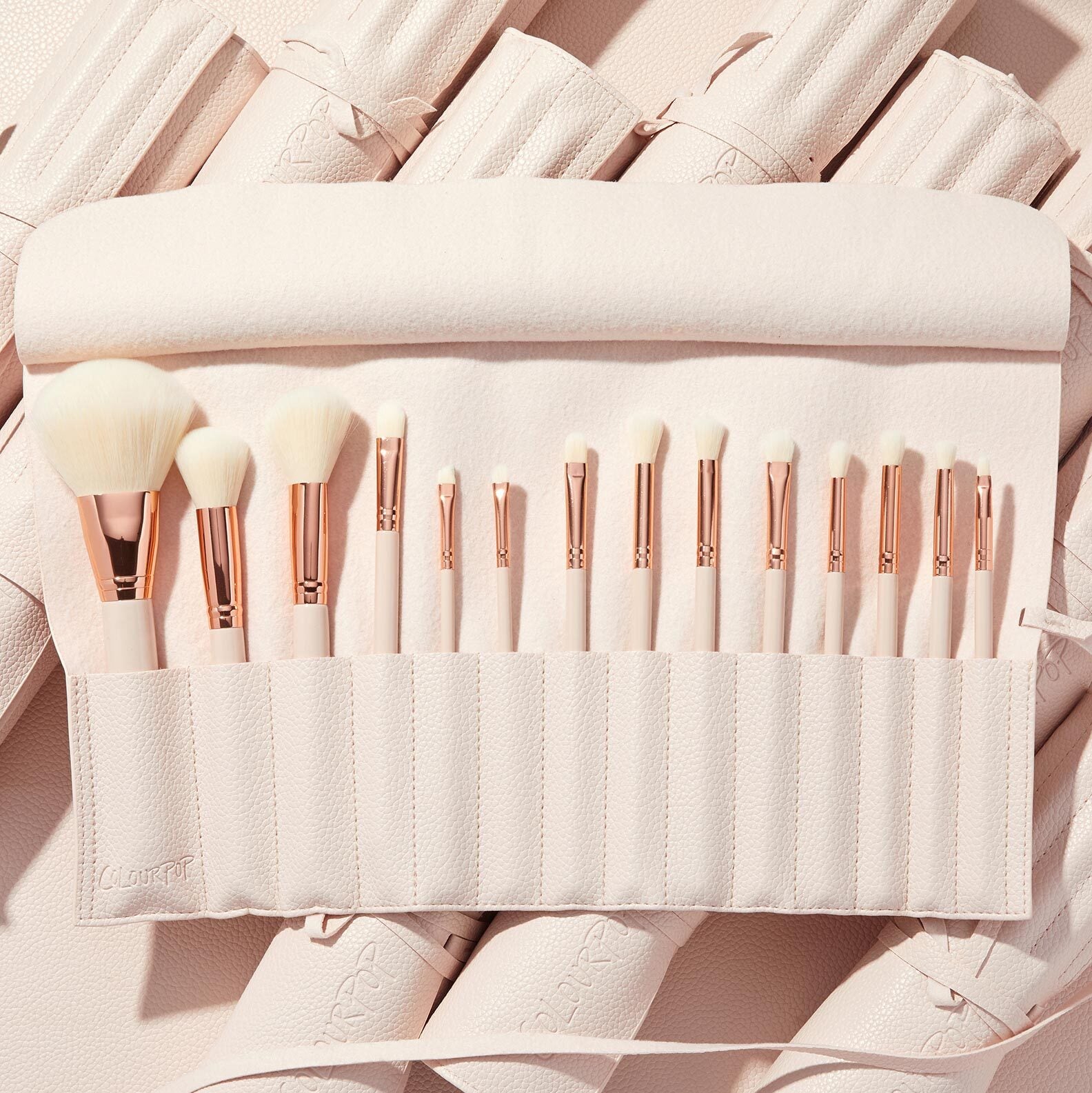 Vegan Brush Roll with 14 Cruelty-Free Makeup Brushes | Ultimate