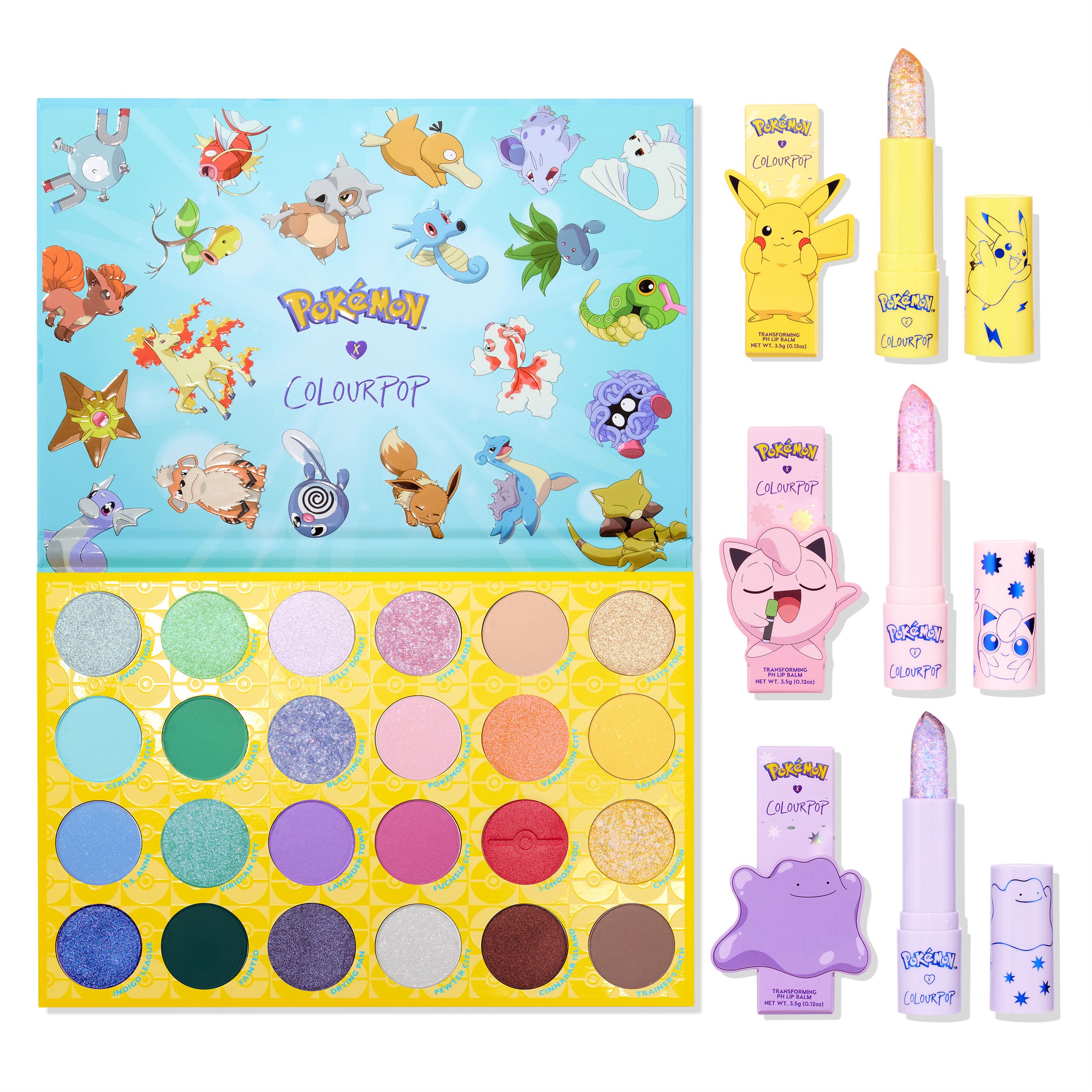 Pokémon 4-Piece Eye & Lip Makeup Set | Pallet Town Palette & pH Lip Balm