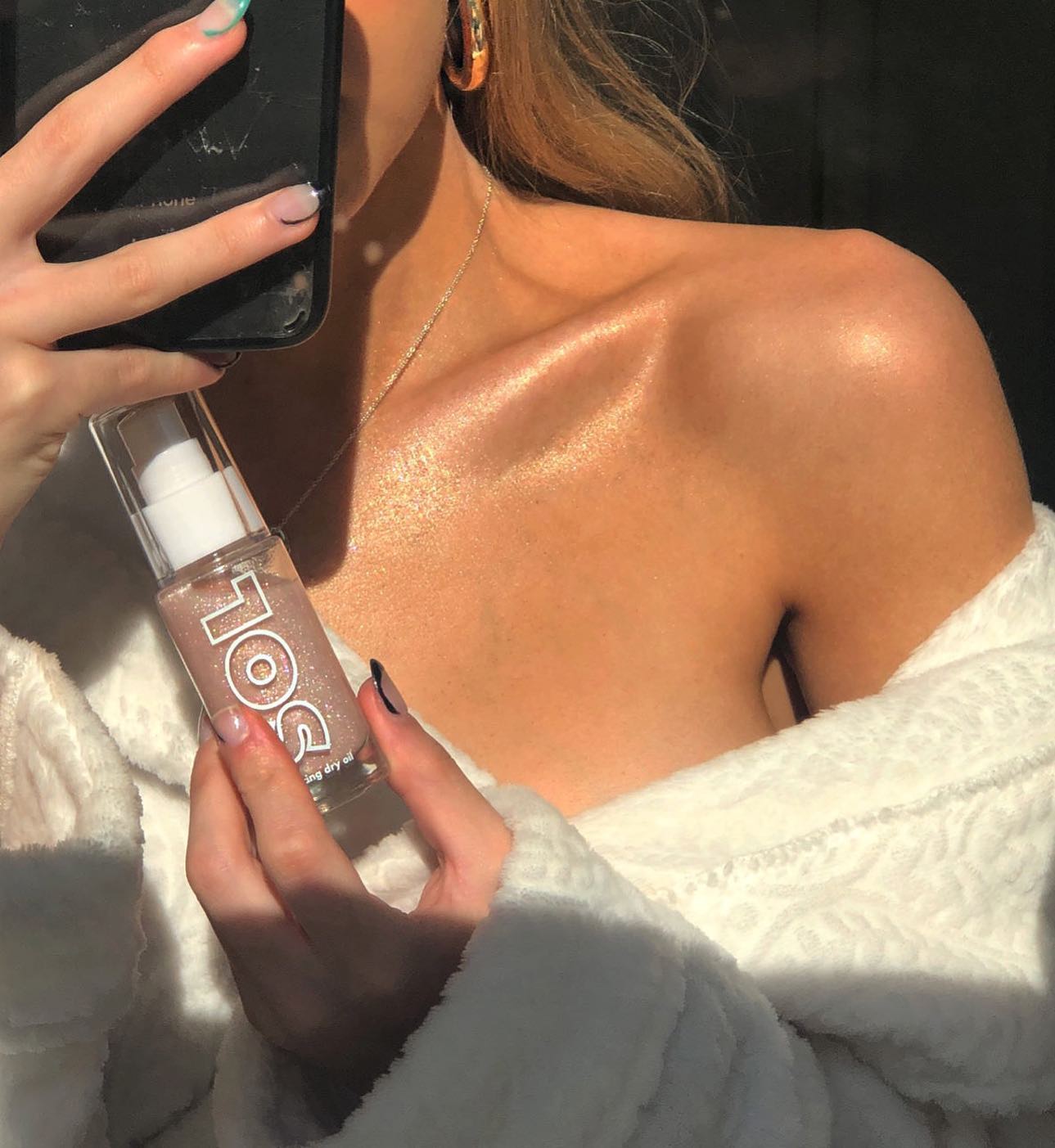 Soft Pink Dry Oil with Shimmer | Coconut & Argan Infused Glow