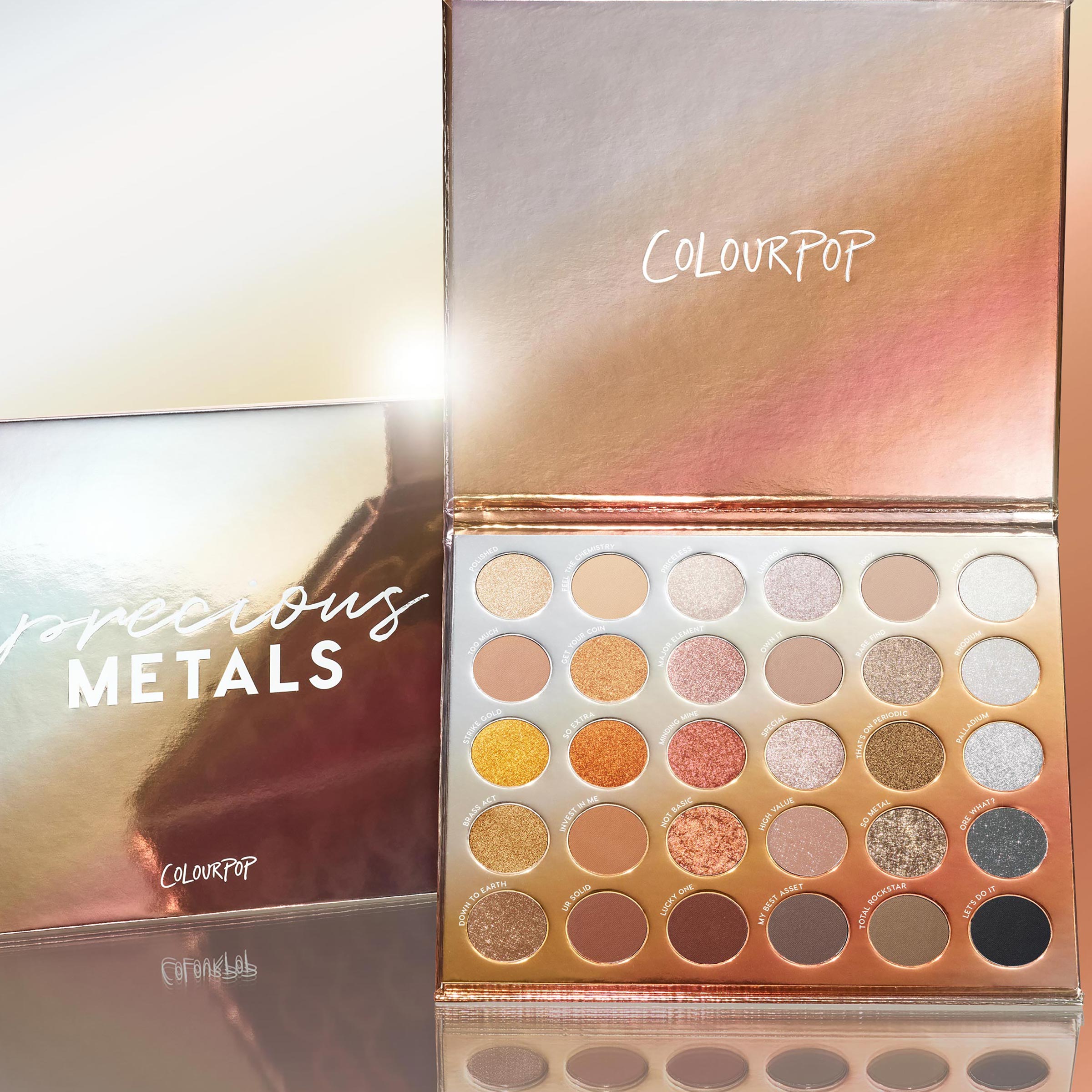 Precious Metals Eyeshadow Palette - 30 Matte & Glitter Shades | Luxe Beauty