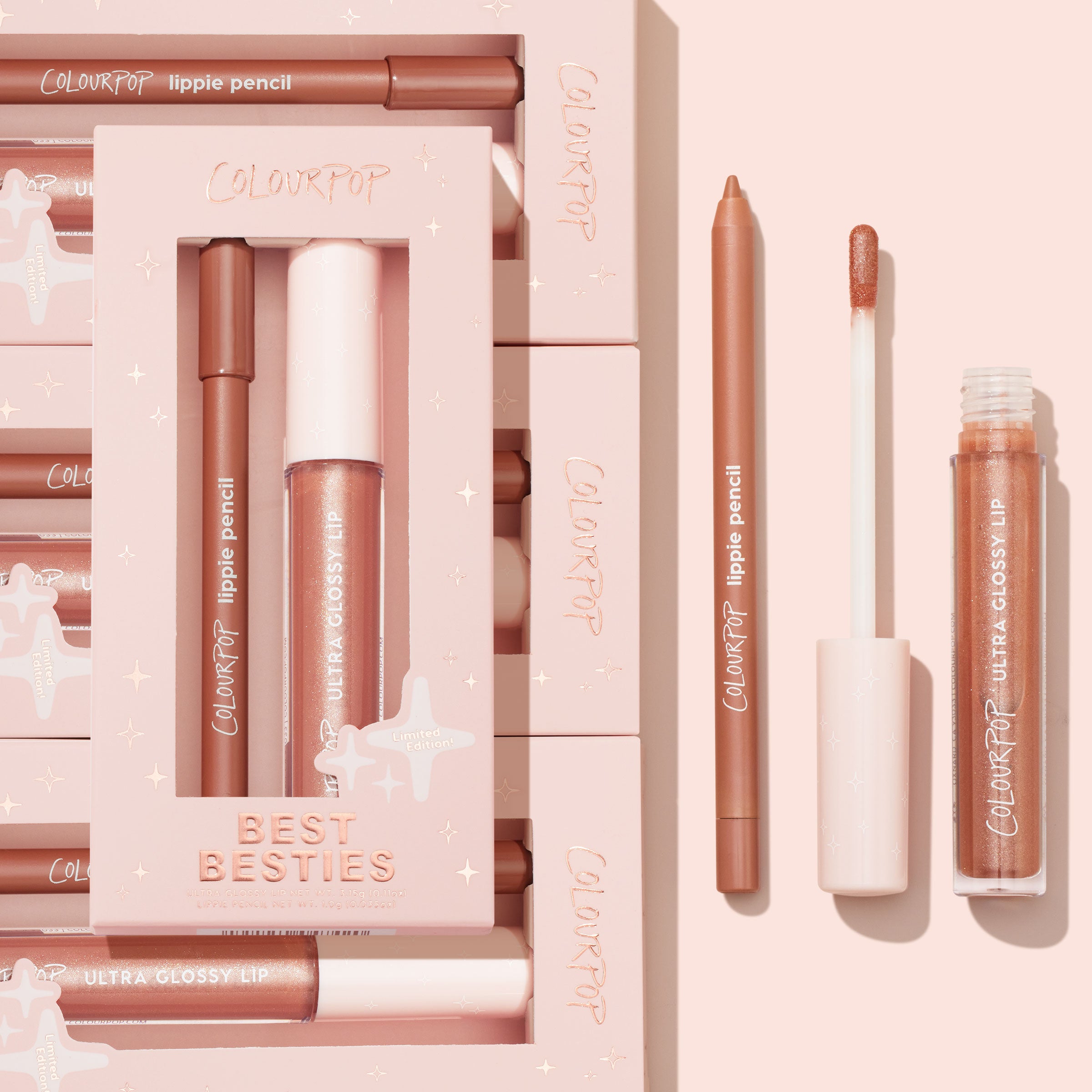 Shimmery Nude Lip Combo with Lippie Pencil & Gloss | Best Besties