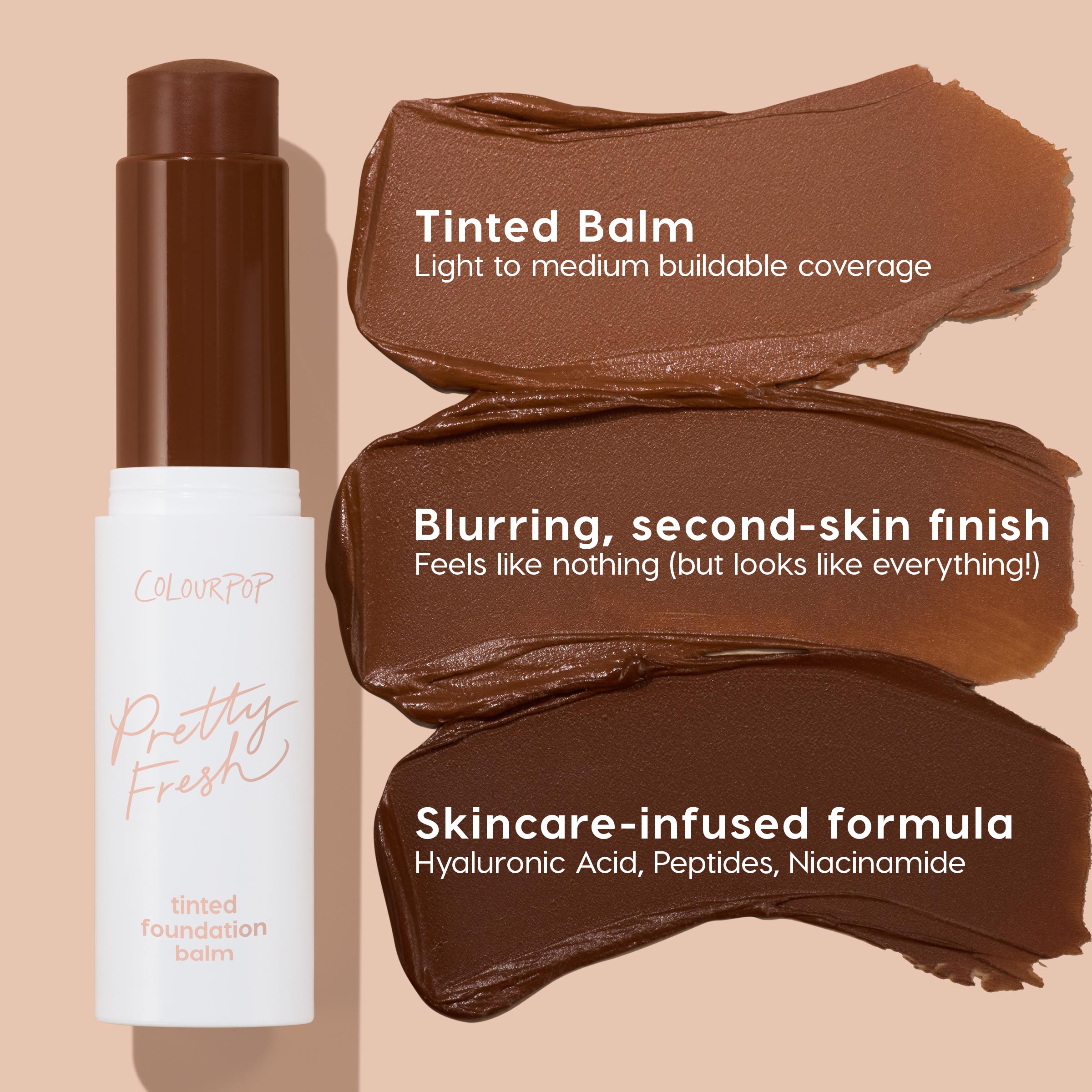 Creamy Tinted Balm Stick with Hyaluronic Acid & Peptides | Deep Dark 24
