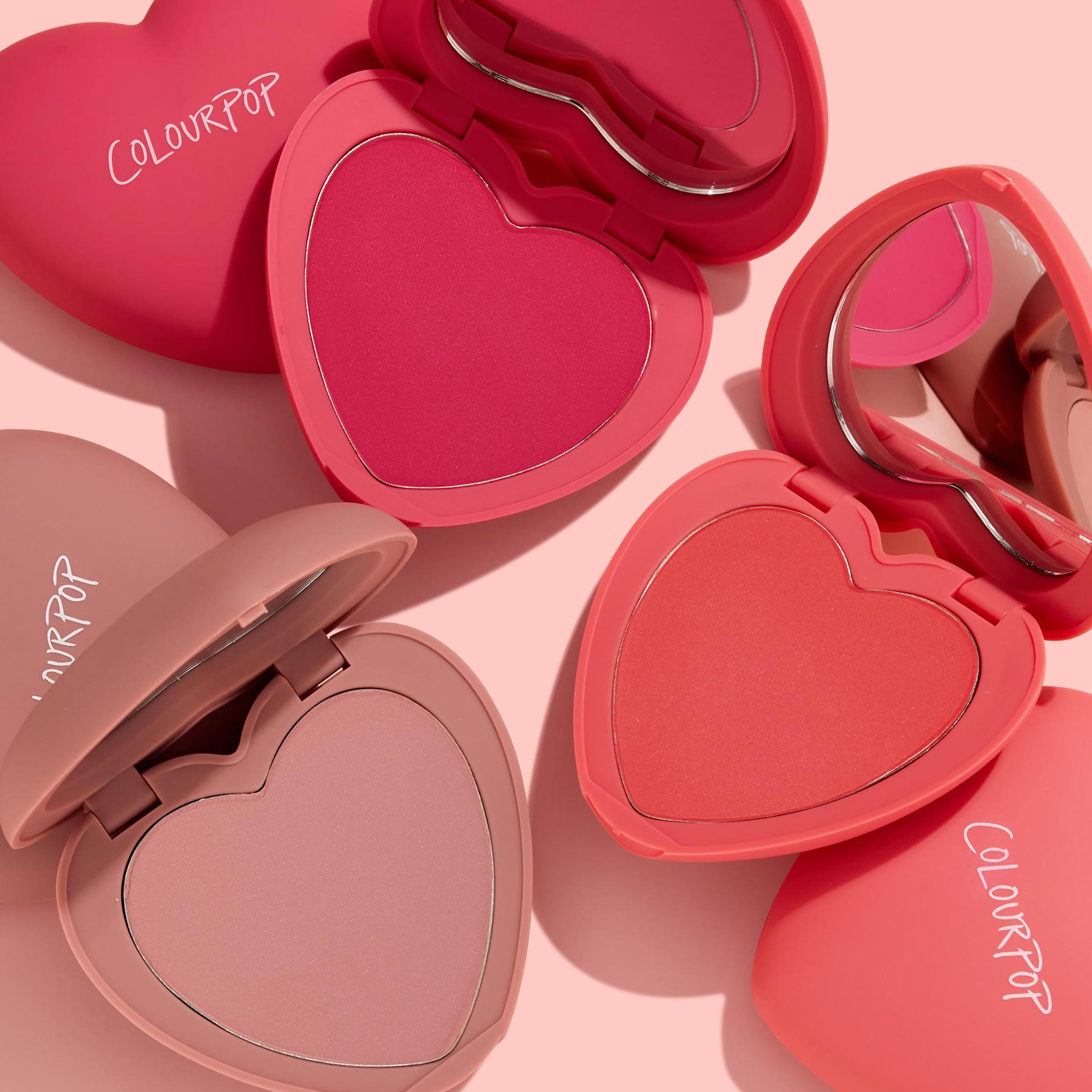 Red, Mauve & Pink Heart Compact Blush Trio | Long-Wear & Blendable
